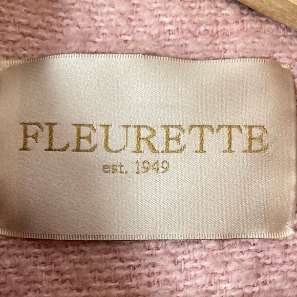 Fleurette Baby Pink Wool Blend Double Breasted Pea Coat Fully Lined Size 10 - Picture 7 of 12